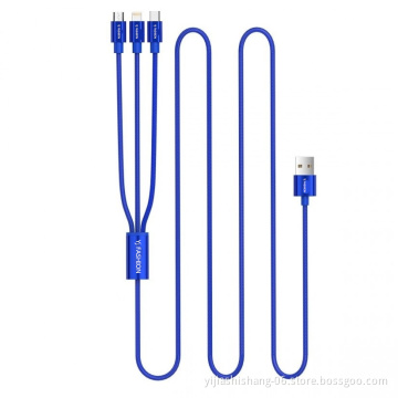 Yijiashishang Nylon braided 3-in-1 charging cable with iOS 8PIN, Micro USB and Type-C interface 2.A Aluminum Alloy connectors